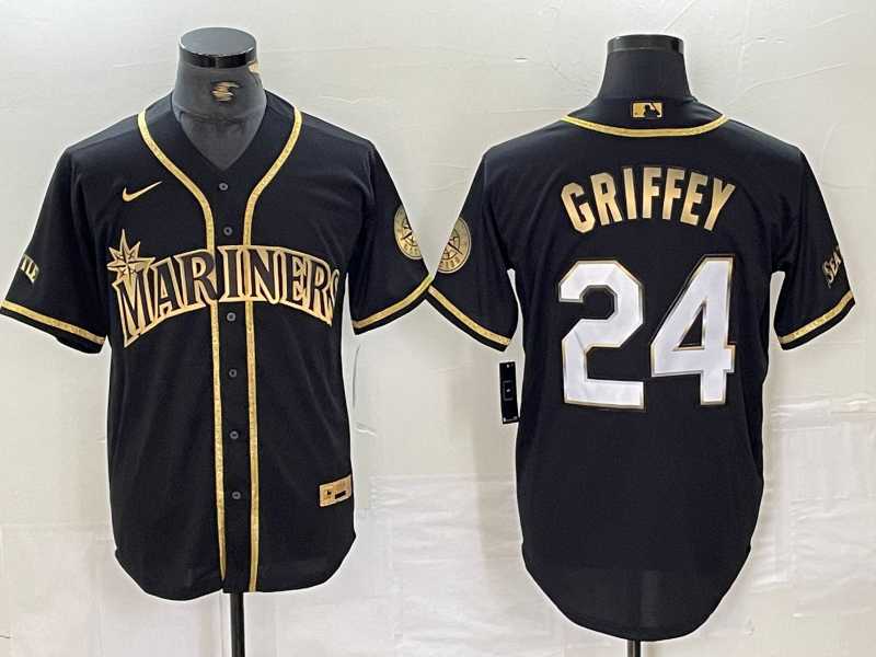 Men's Seattle Mariners #24 Ken Griffey Jr Black 2021 Golden Edition Stitched Cool Base Nike Jersey,We sell and wholesale Men's Seattle Mariners #24 Ken Griffey Jr Black 2021 Golden Edition Stitched Cool Base Nike Jersey on line form chian!